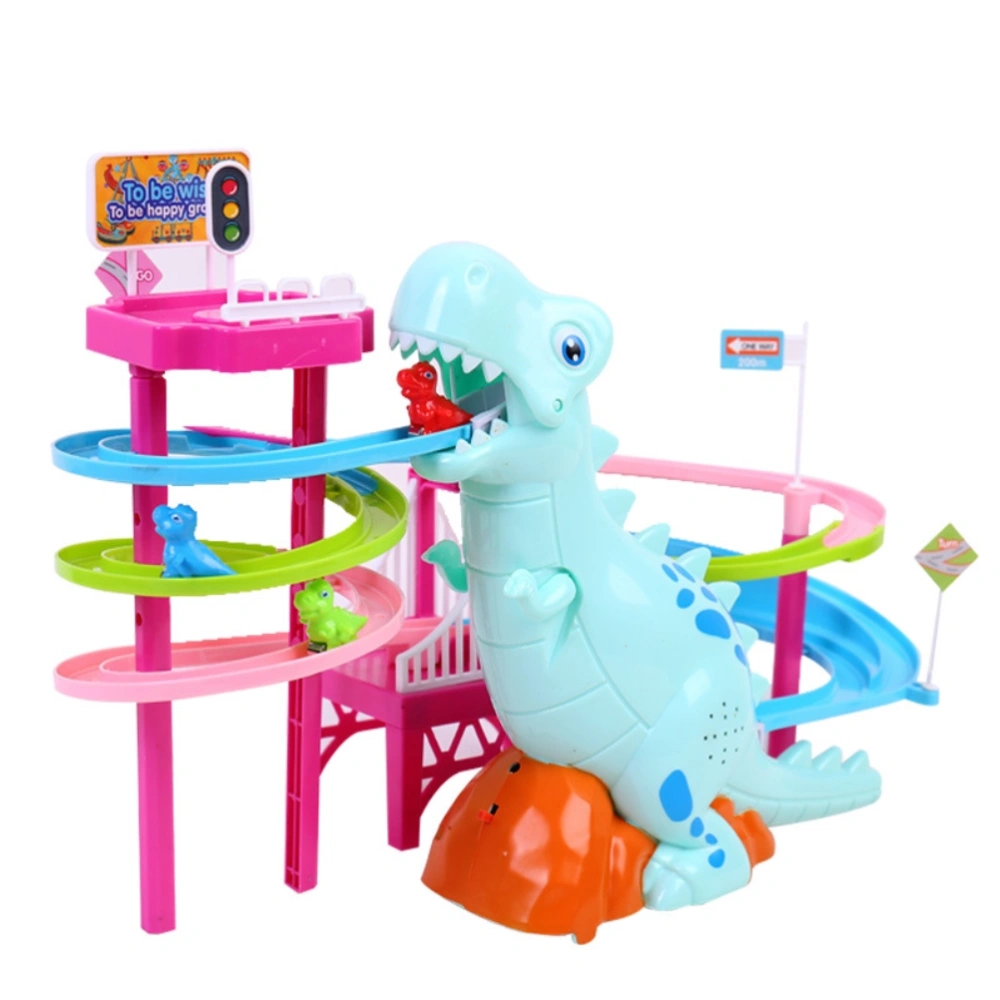 Dinosaur Climb Stairs Railcar Track Toys for Kids with Music and Light Electric Trailer Track Toy Interactive Educational Toy