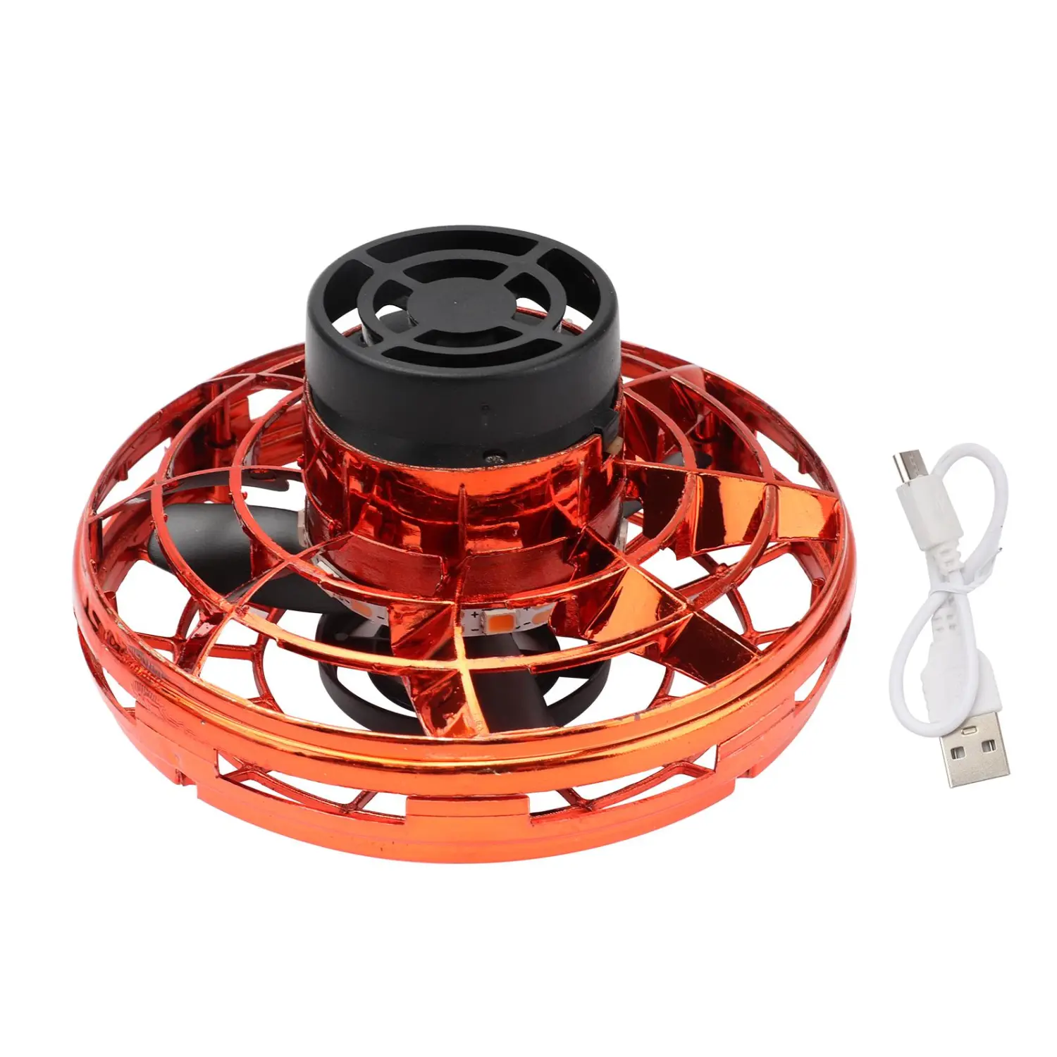 Mini Top Toy Hand Operated Drone with USB Charging for Kids Adults Gifts Flying Drone Toys with 360° Rotating and Shinning RGB LED Lights