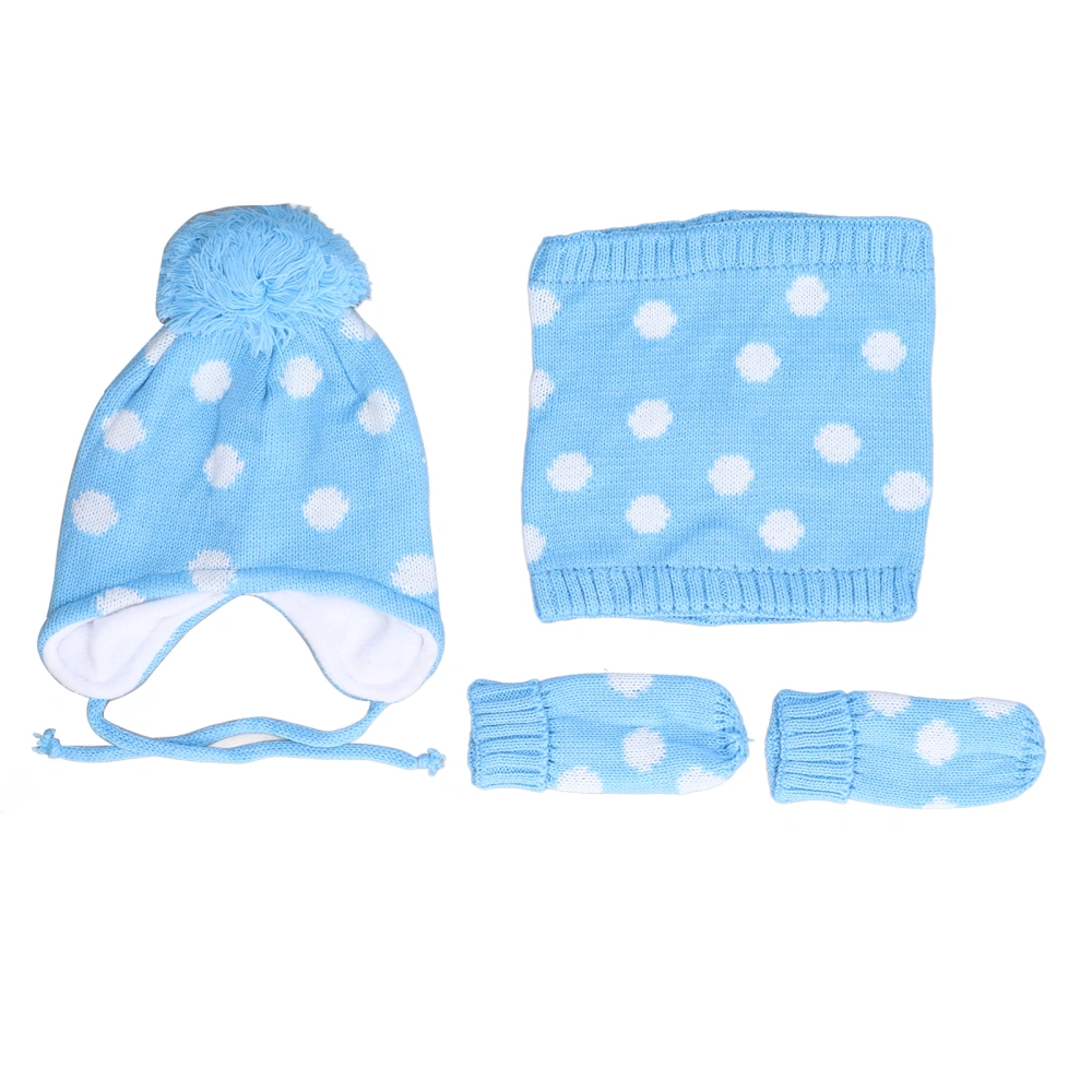 Children Hat Scarf Gloves Set Baby Winter Cute Cap Mittens Scarf Birthday Gift for Outdoor ActivityBlue