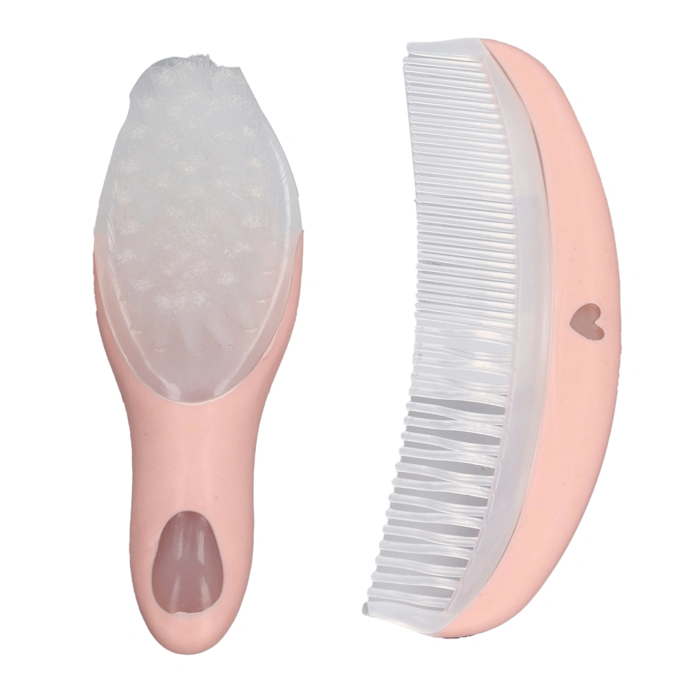 Baby Brush Comb Set Cute Pink Small Compact Lightweight Portable Soft Comfortable Massage Tools for Infant