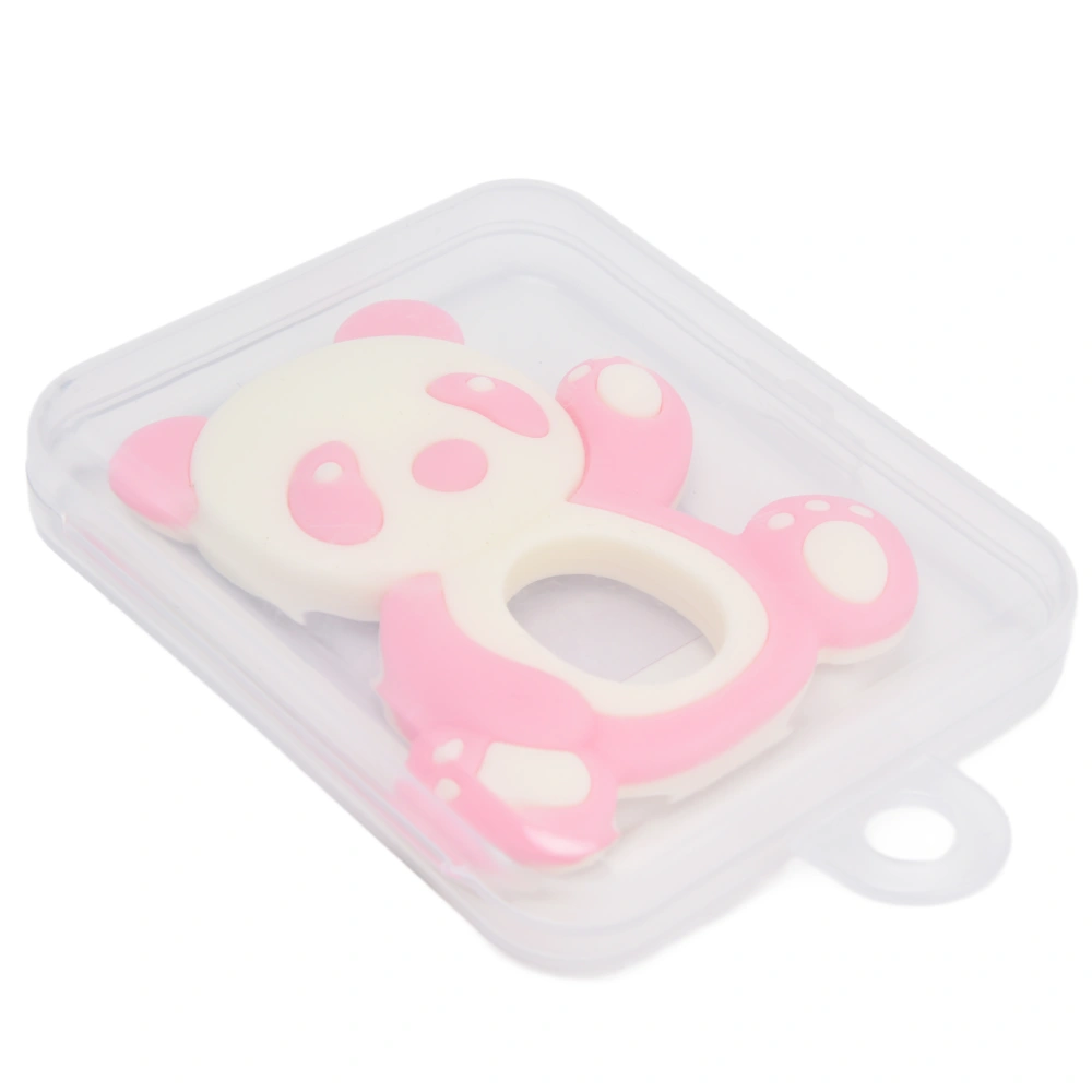 Baby Teether Toy Cute Panda Shape Soft Silicone Baby Soothing Chewing Toy with Storage Box Pink