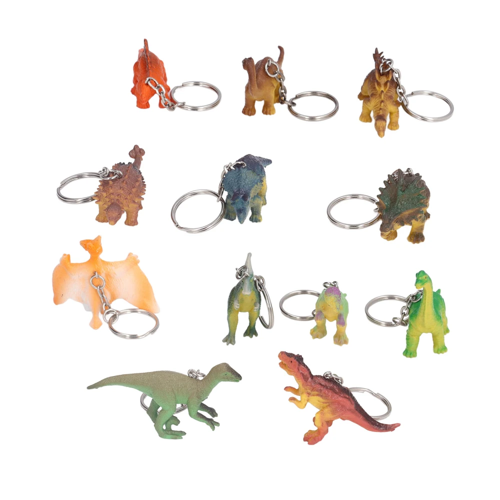 12Pcs Dinosaur Keychains Vivid Lovely Small Light Different Styles Simulation Animal Keychain for Decoration GiftsK2108 Dinosaur