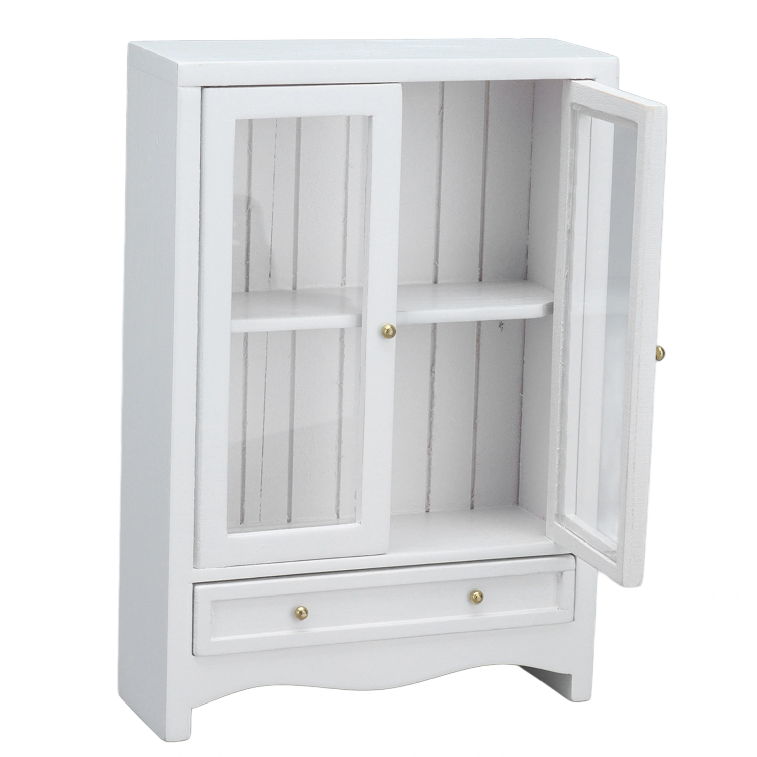Dollhouse Cabinet 1:12 Doll House Mini Double Door Wooden Display Cabinet Bookshelf