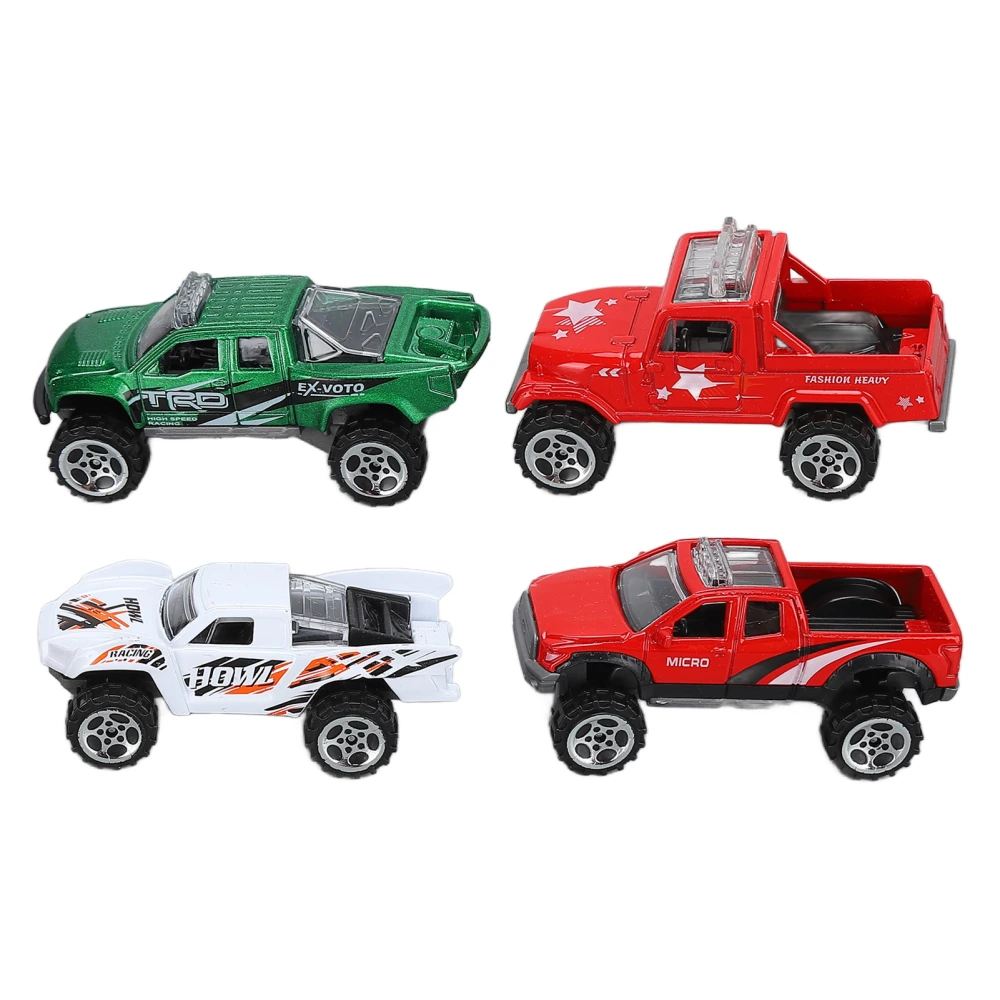 4pcs Off Road Vehicle Model Simulated Graffiti Alloy 1/64 Scaled Pickup Racing Car Toy for 3 Years Old AboveType D