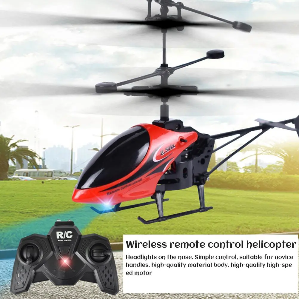 Remote Control Helicopter with Lights 2 Channel USB Charging Mini RC Helicopter for Outdoor or Indoor One Click Take off Landing Mini Aircraft Flying Toy