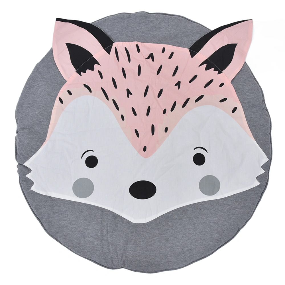 Round Foxes Rug Cotton Infant Round Crawling Play Mat for Nursery Playroom Bedroom Living Room