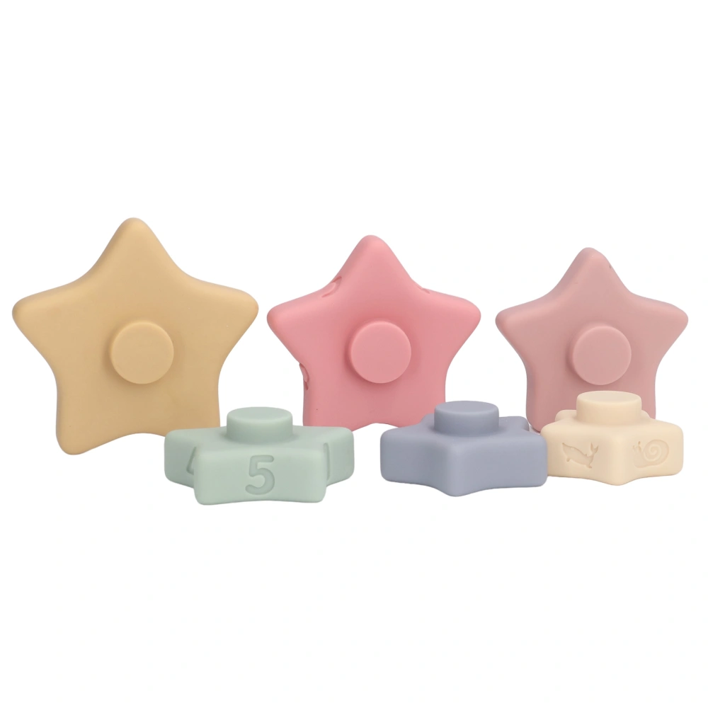 Baby Silicone Stacking Toys Soft Cute Star Shaped Building Blocks Teether Sensory Educational Toy Gift