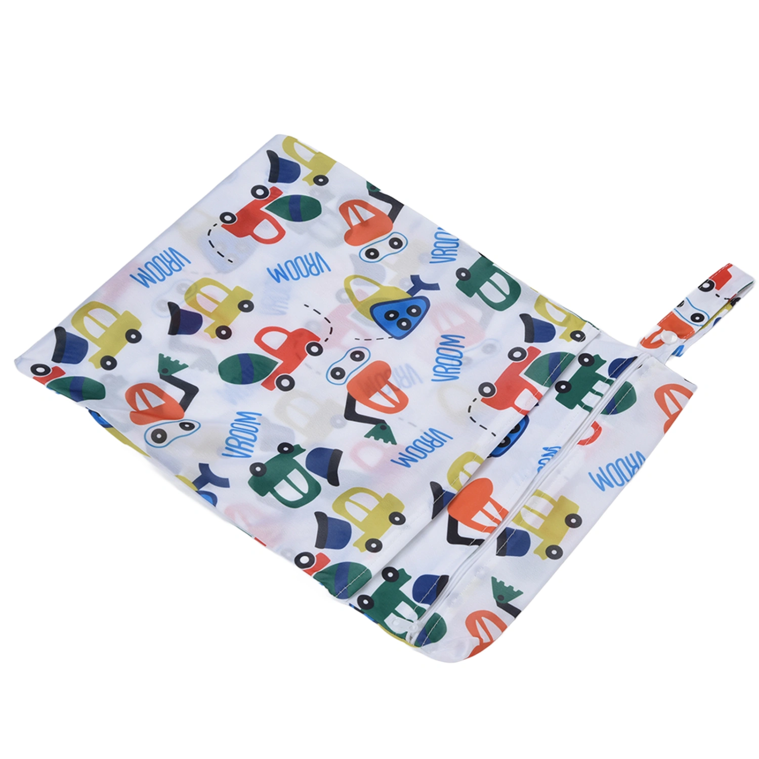Portable Baby Diaper Bag Cute Cartoon Pattern Waterproof Reusable Nappy Diaper Storage BagBlue Car