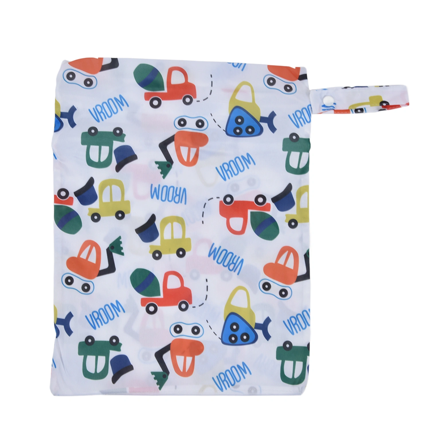 Portable Baby Diaper Bag Cute Cartoon Pattern Waterproof Reusable Nappy Diaper Storage BagBlue Car