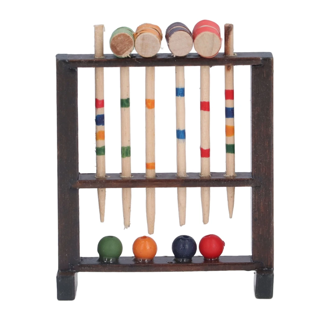 1/12 Scale Dollhouse Accessory Miniature Wooden Croquet Game Set Small Decoration Children's Toys