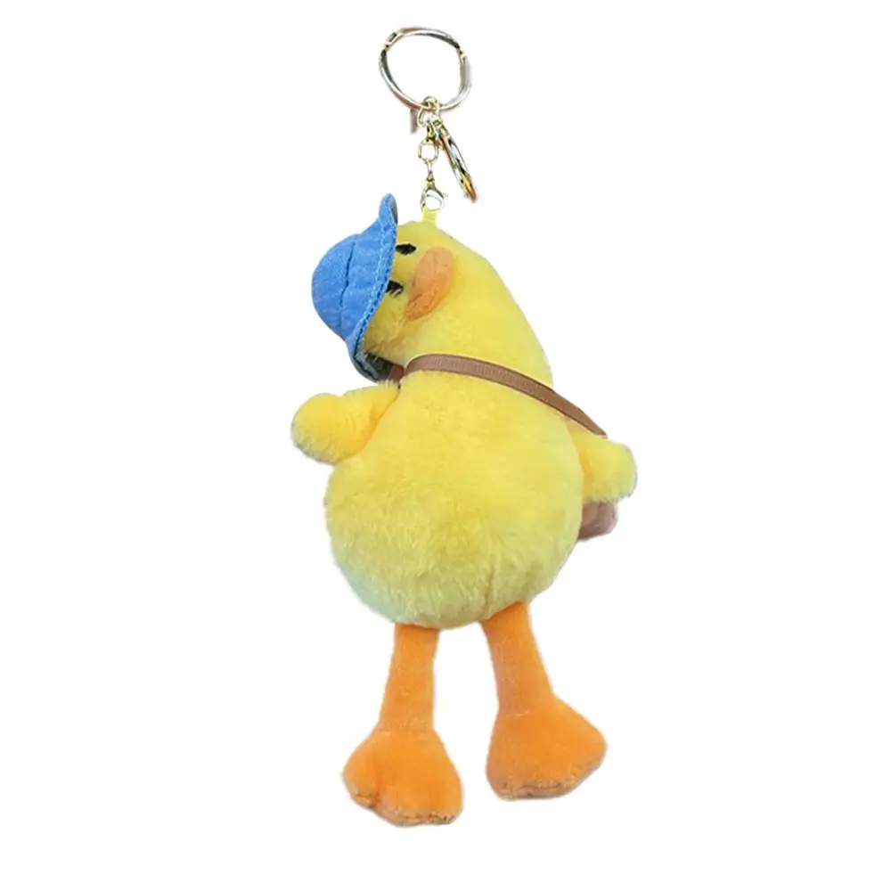 Cartoon Tilted Head Duck Doll Keychain Cute Wear Hat Duckling Keyring Children Bag Pendant Car Keyring Gifts