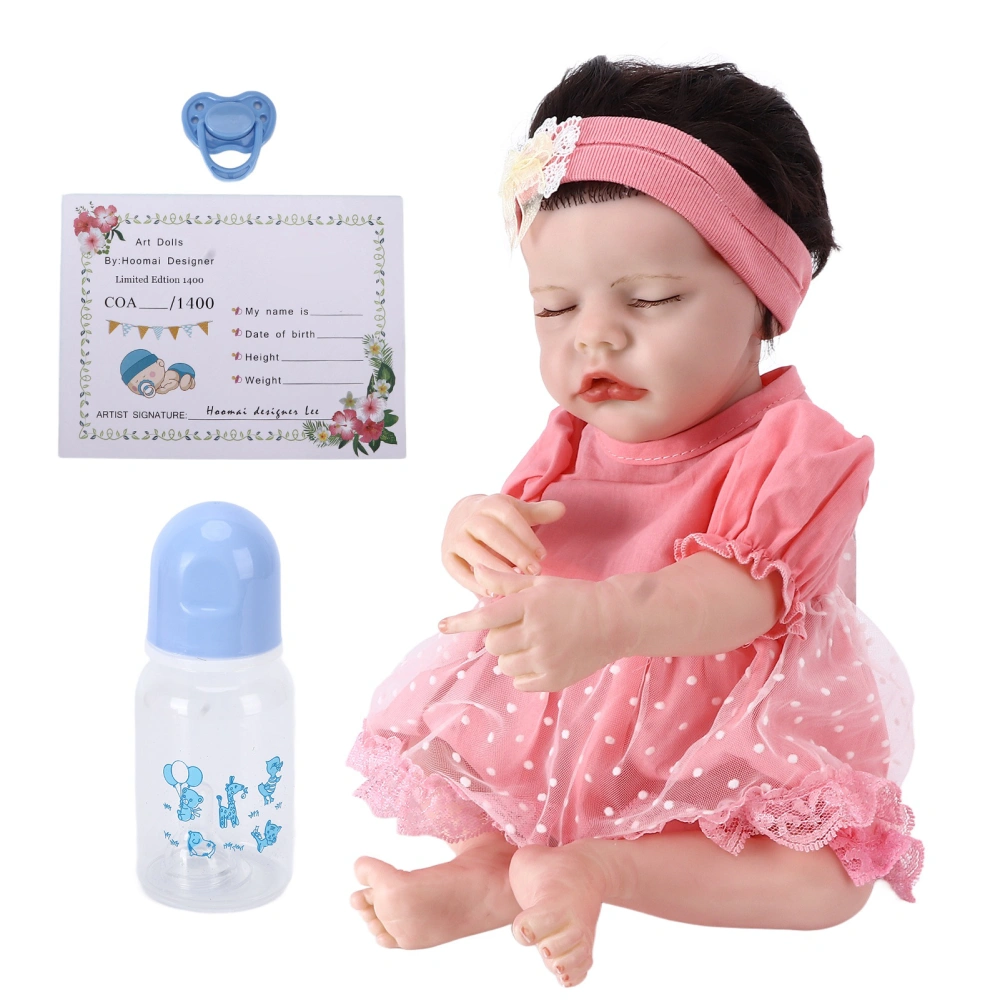 17inch Reborn Baby Doll Soft Vinyl Lifelike Washable Sleeping Baby Girl Doll Toys with Pink Dress