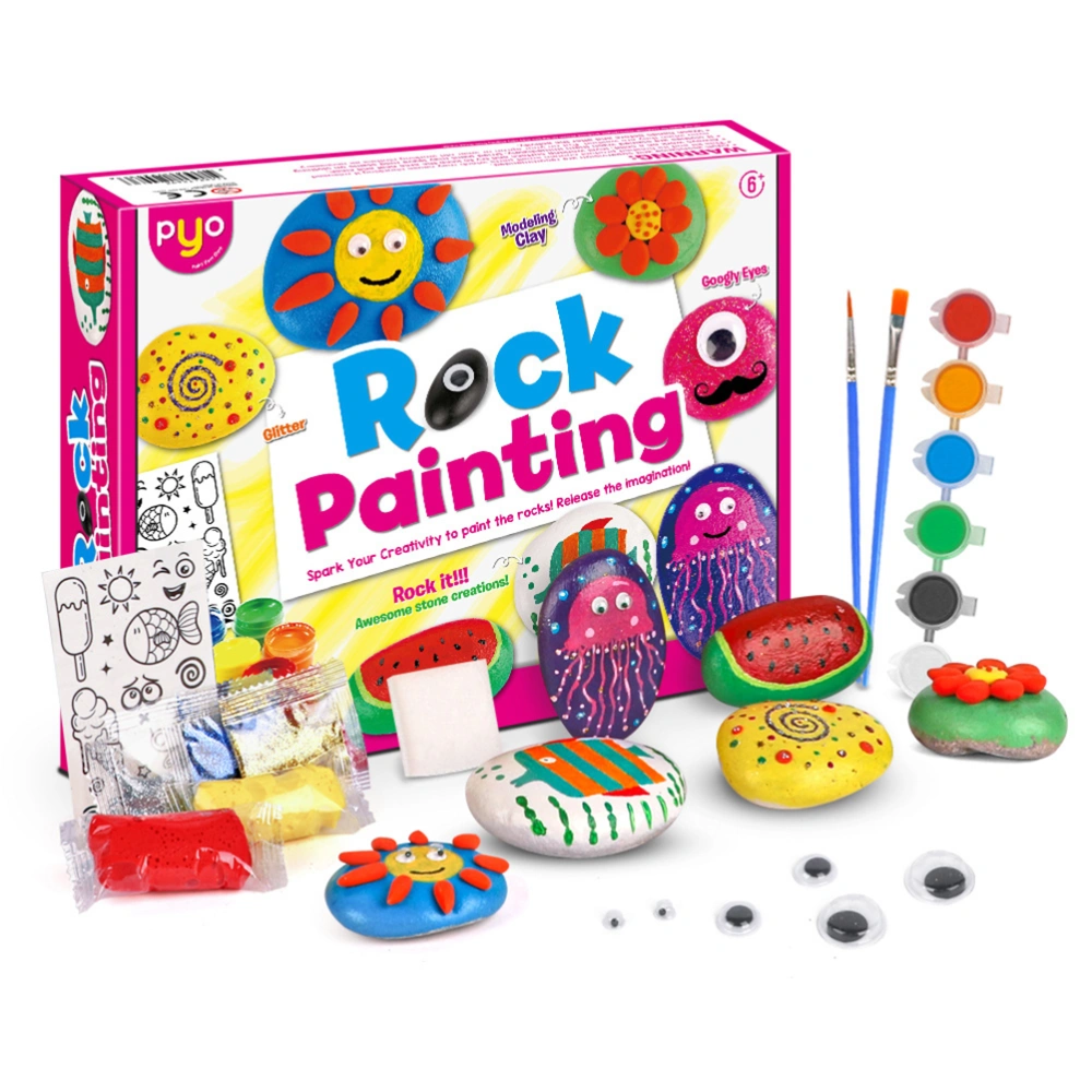 Kids Rock Painting Kit Stone Water Color Toys DIY Arts Crafts Toys for Children Girls and Boys Thanksgiving Easter Halloween