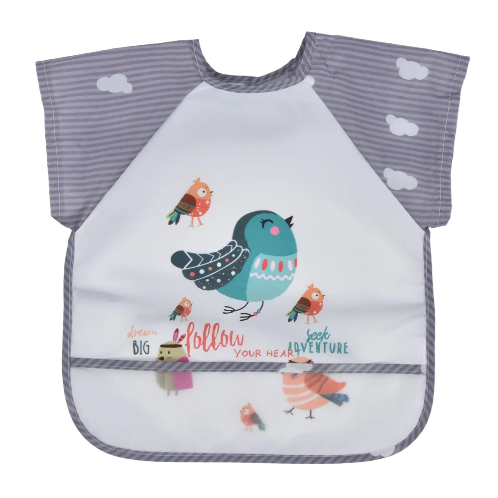 Polyester Fiber Baby Bib Cute Cartoon Pattern Infant Newborn Feeding Bib Sleeveless Toddler BibGrey Bird