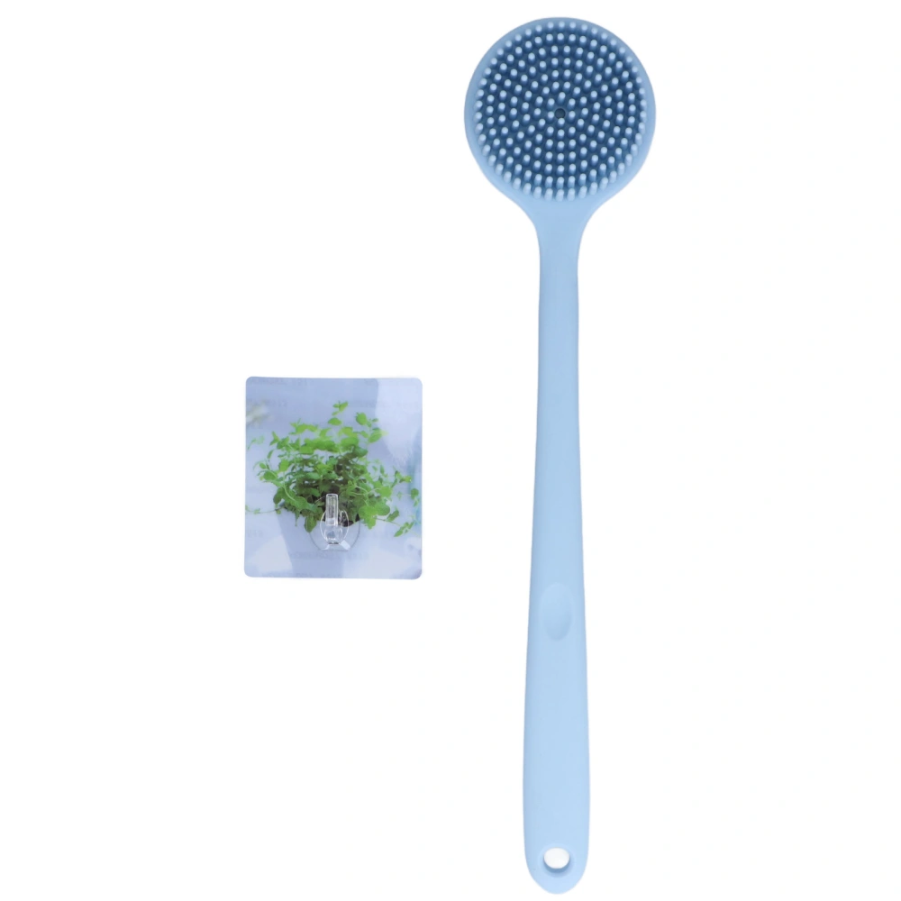 Silicone Back Brush Dual Sided Thickening Anti Slip Long Handle Back Scrubber for ShowerNordic Blue