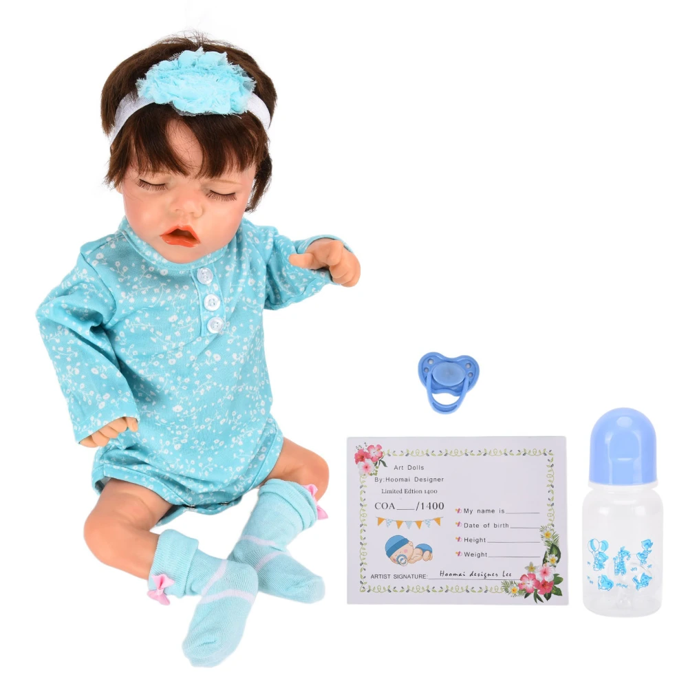 18inch Soft Lifelike Baby Girl Doll Short Hair Washable Vinyl Doll with Hair Band