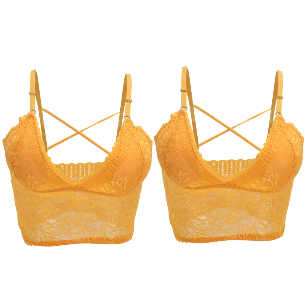 2pcs Wireless Bra Breathable Comfortable Lace Sexy Triangle Cup Beauty Back for Women Girls