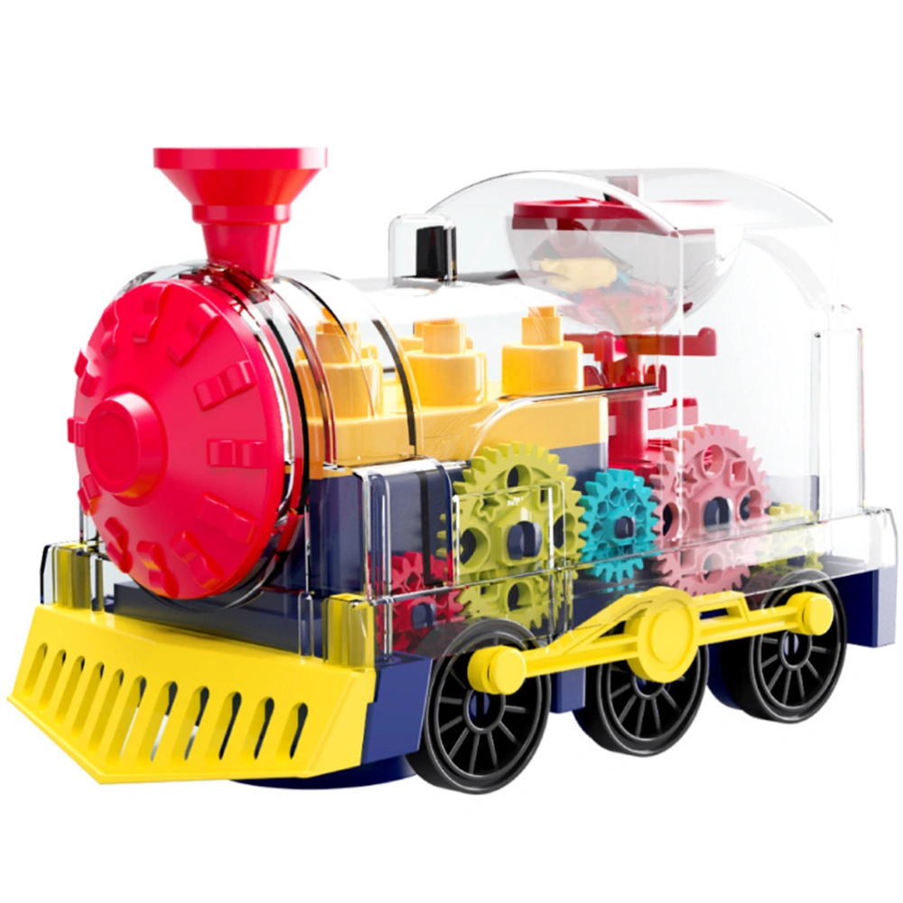 Electric Train Set Transparent Electric Gear Train with Music Light Rotating Toy Children s Birthday Gift for Children