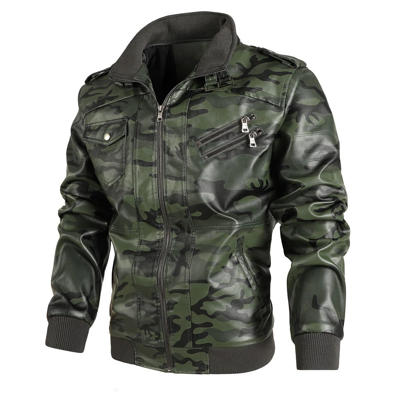 Men's Fashion Casual Stand Collar Zipper Side Seam Sidekick Leather Coat