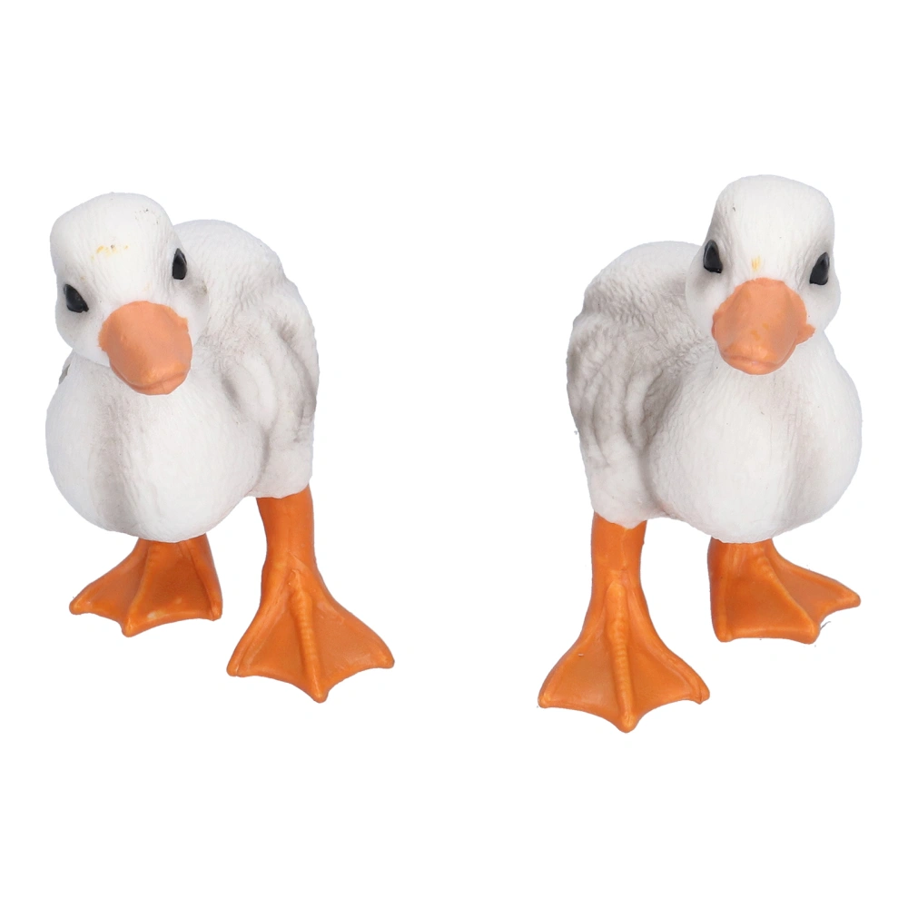 2Pcs Simulation Duck Toy Wild Farm Poultry Animal Model Small White Duck Ornament