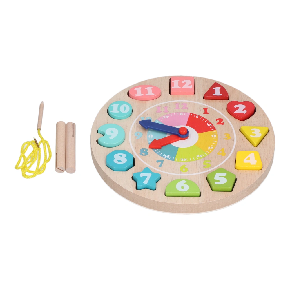 Wooden Shape Color Sorting Clock Baby Teaching Clock Early Learning Educational Toy for ToddlerDigital Clock