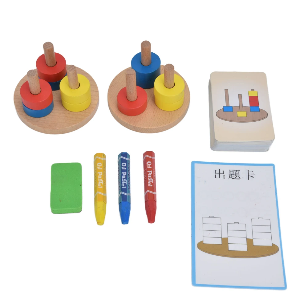 Wooden Sorting Stacking Toy Children 3 Colors Stacking Building Blocks Educational Toy Birthday GiftThinking 3 Color Game