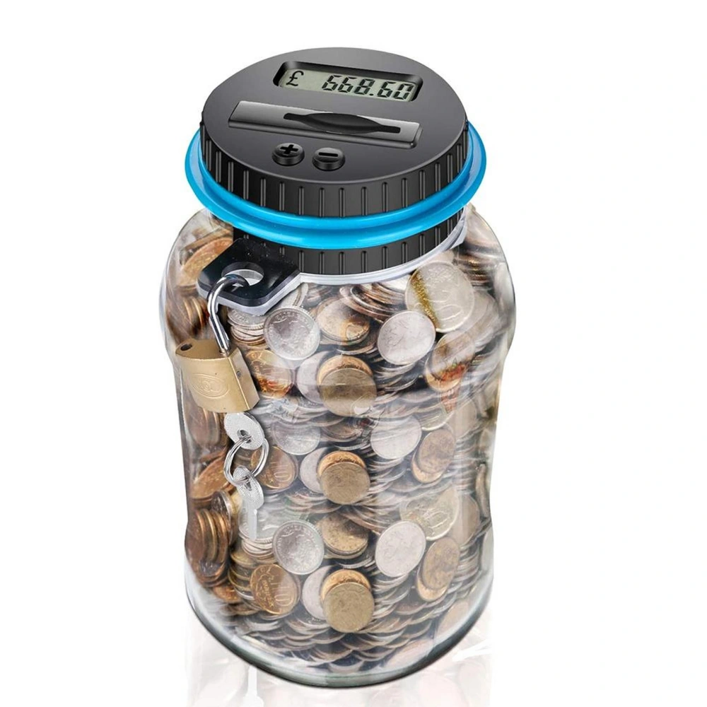 Electronic Digital Coin Money Box with LCD Display Smart Counter Piggy Bank with Key Lock