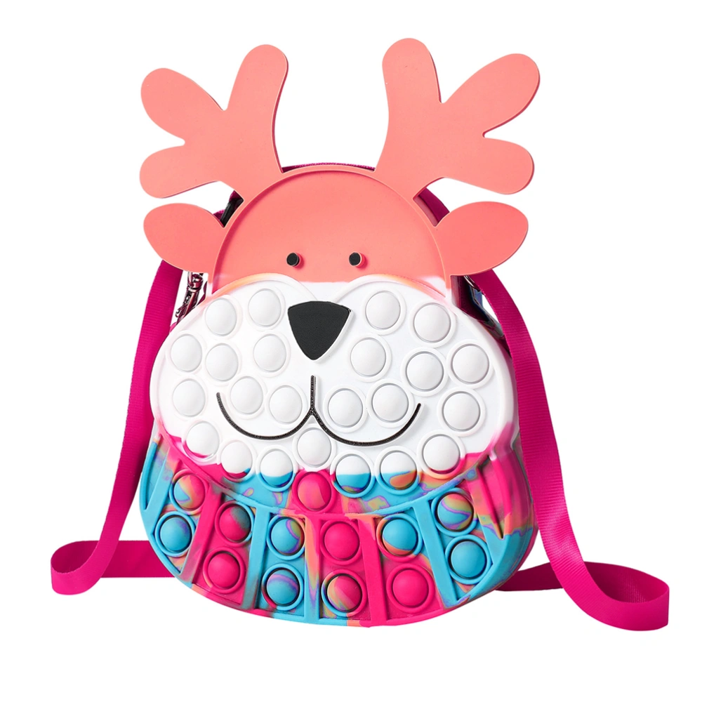 Push Bubble Christmas Elk Coin Purse Portable Silicone Decompression Toy Extrusion Bubble Shoulder Bag Gift for Girls