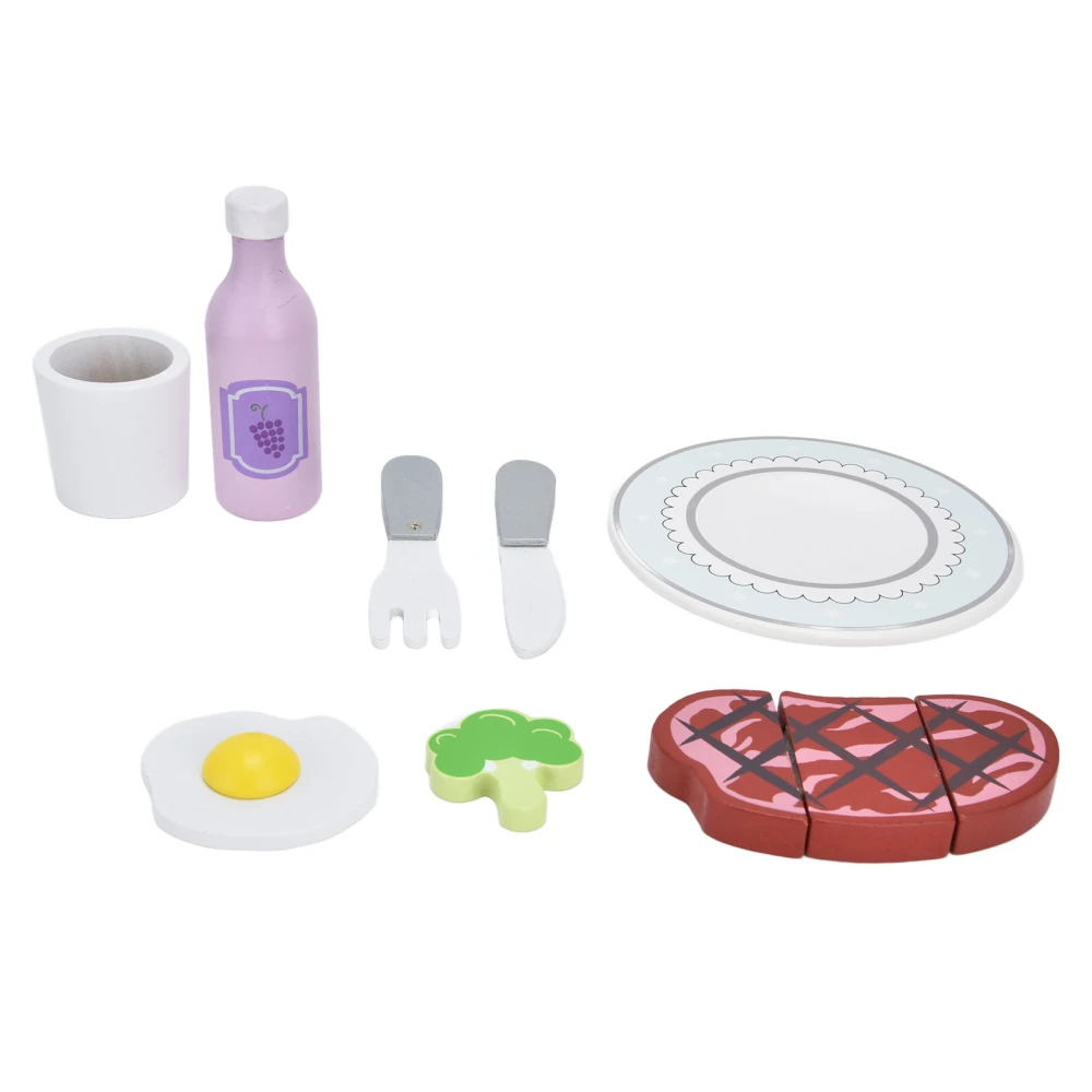 Kitchen Food Toys Steak Vegetable Omelette Simulation Kitchenware Play Set for ChildrenOXYQ‑Blue