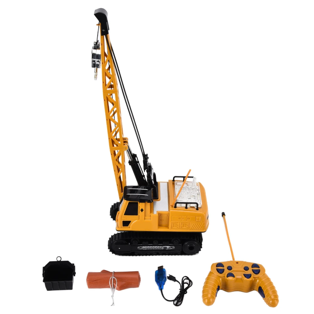 Truck Crawler Tower Crane 12‑Channel with 7 Color Lights Music Engineering Remote Control Car Toy for Boys