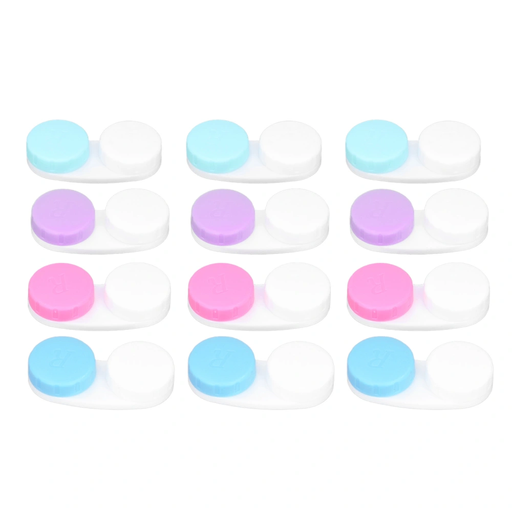 12Pcs Contact Lens Case Eco Friendly Plastic Left Right Glossy Surface Small Portable Different Colors Contact Case