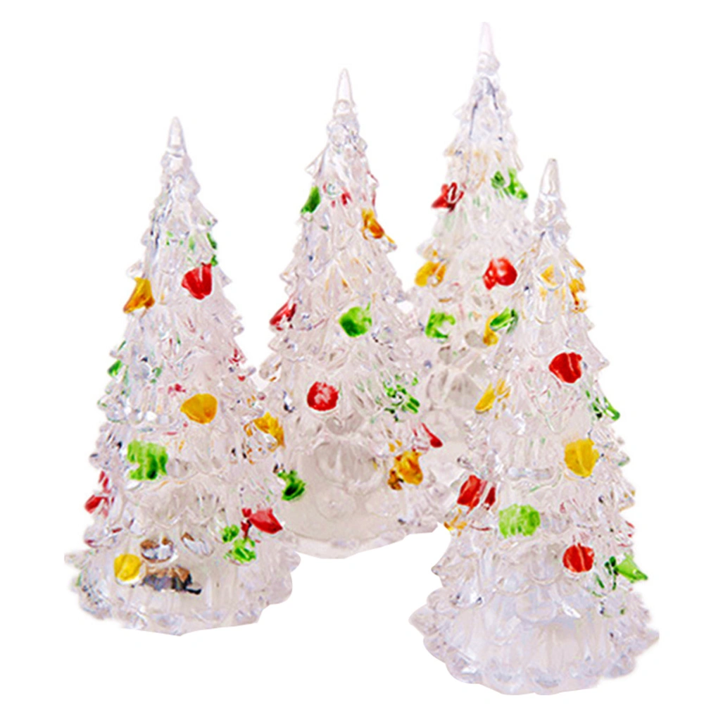 Tabletop LED Christmas Tree 7 Color Changing Lighted Acrylic Christmas Trees with Ornaments Christmas Party Holiday Decoration