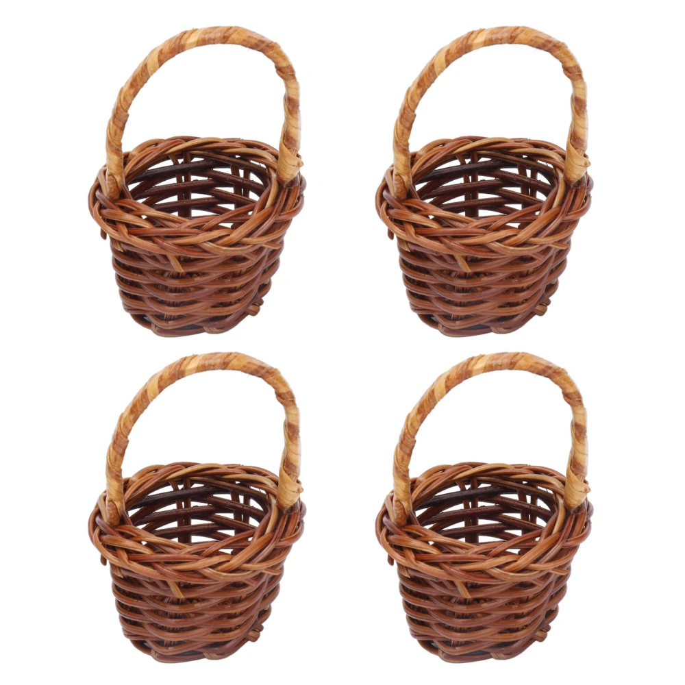 4pcs Dollhouse Storage Basket Mini 1:12 Rattan Hand Woven Vegetables Fruit Basket for Children Toys Decoration Gift