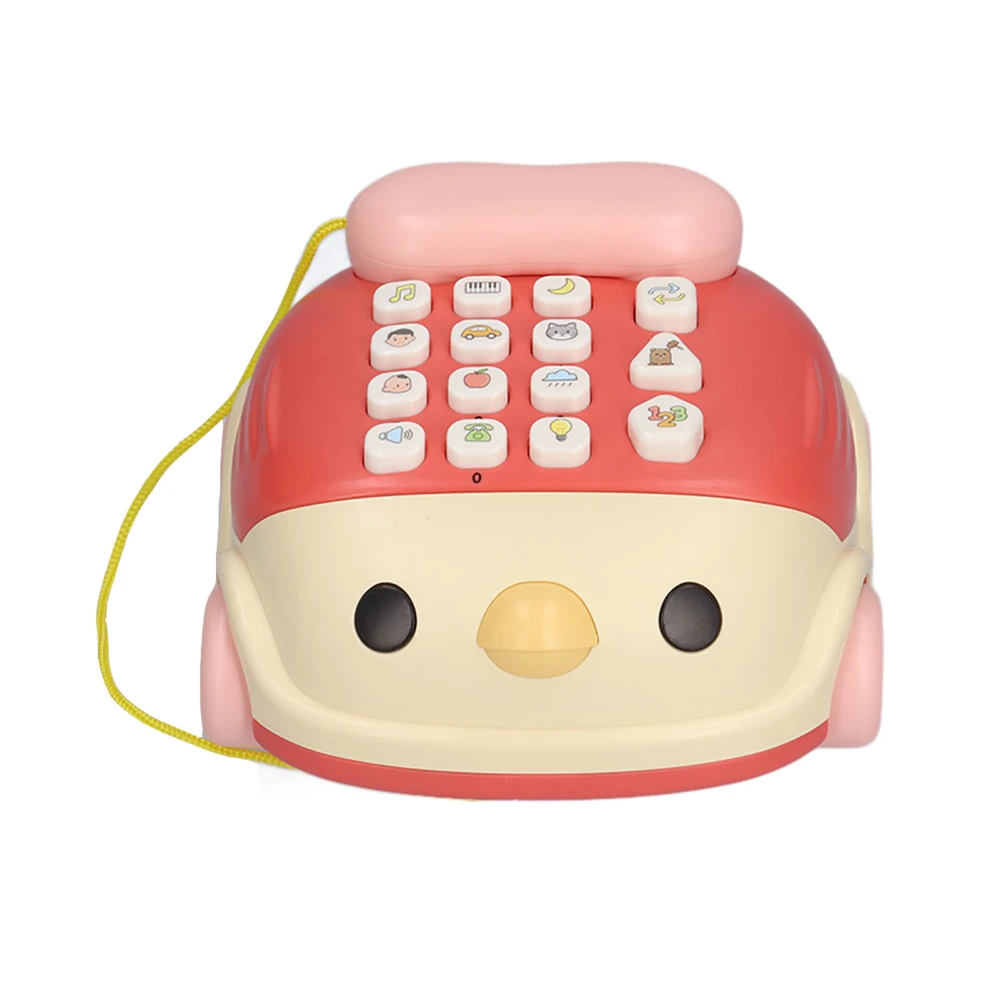 Baby Telephone Toy Cartoon Chick Mini Electric Child Early Education Phone Car Toy for 3 Years Old AbovePink