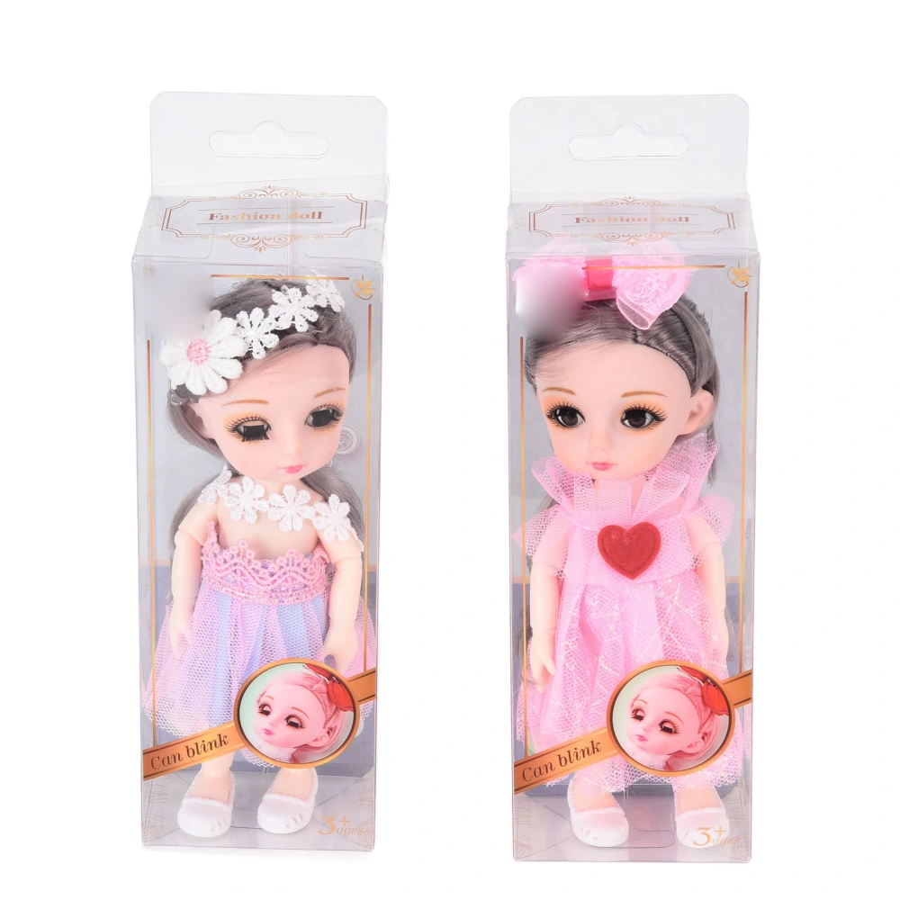 2pcs Girl Doll Toys Movable Joints Beautiful DIY Dress Up Dolls with Hairpin Shoes for Above 3 Years Old