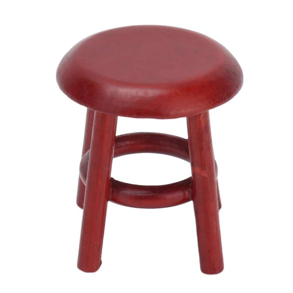 Mini Dollhouse Furniture Rose Wood 1:12 Miniature Round Stool for Doll House Furniture Accessories