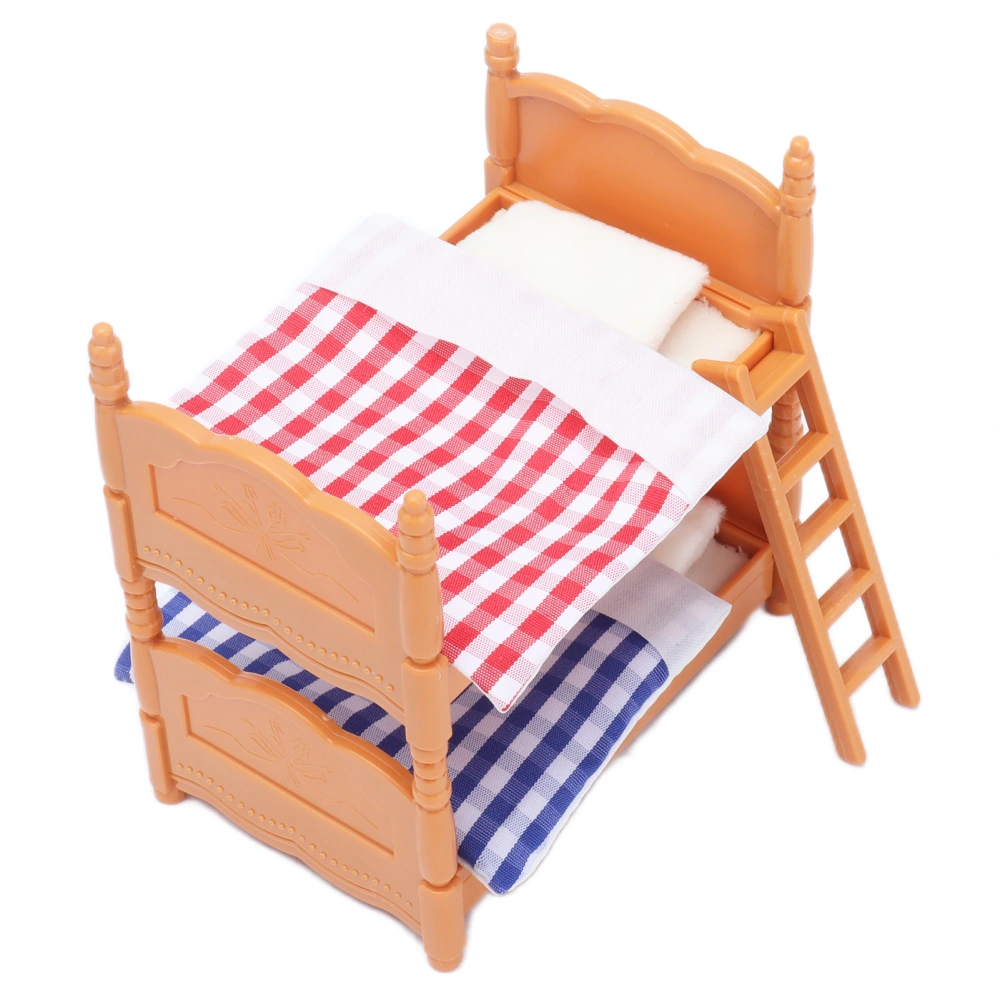 Doll Bunk Bed with Ladder Plastic Miniature Dollhouse Double Bed for Children GiftsDouble Bed