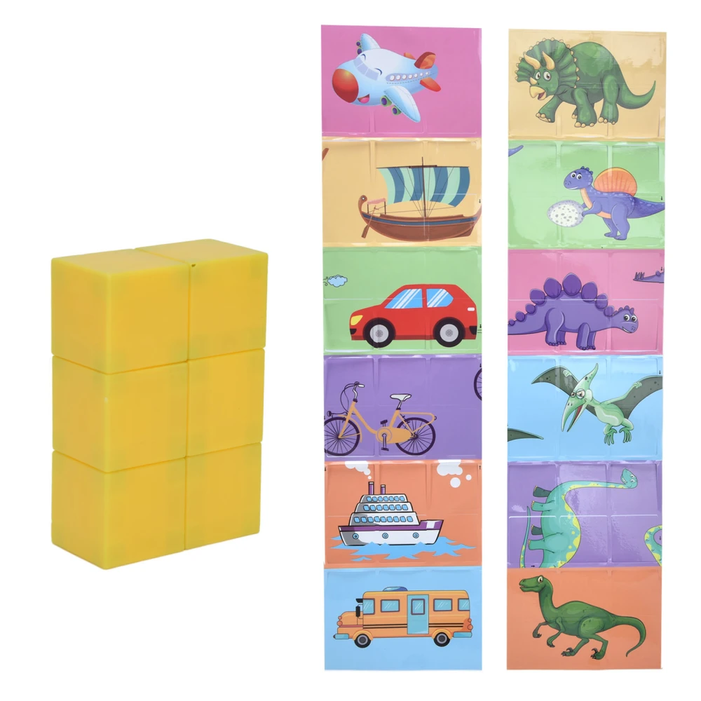 Kids Magnetic Puzzle Blocks Toy Mix Match Blocks Educational Stacking Magnet Building ToyDinosaur Vehicle