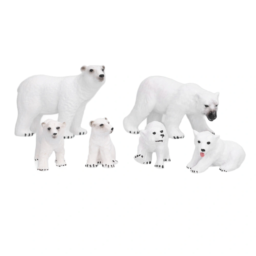 Lifelike White Bear Model Educational Ocean Animal Figures Model White Bear Decoration6pcs