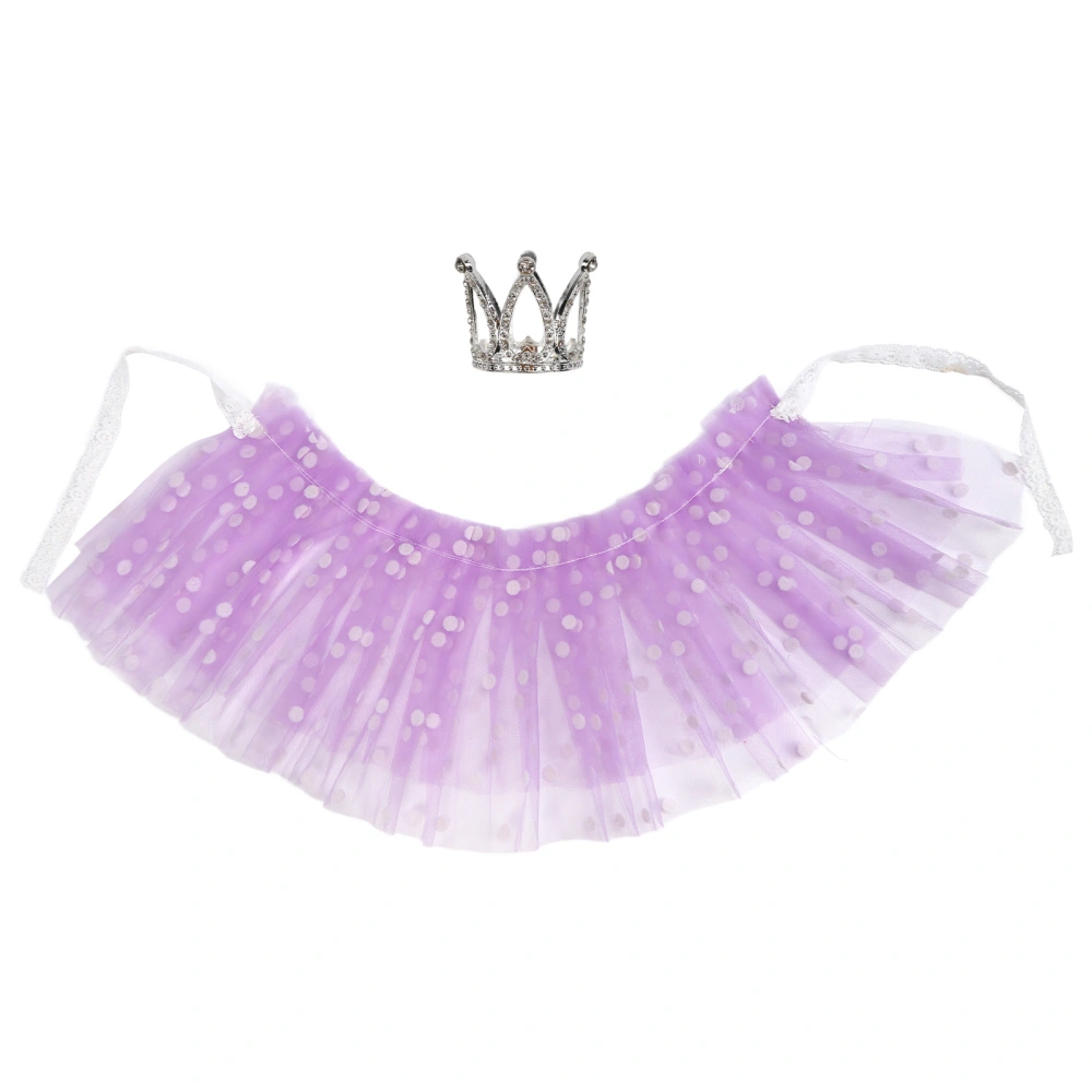 Baby Photography Mesh Skirt Soft Cute Newborn Photo Prop Princess Dress with Crown for Toddler GirlsPurple