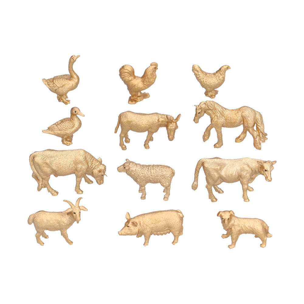 12pcs Gold Farm Animal Figures Toy Plastic Lifelike Cute Poultry Chicken Duck Figurines Toys12pcs Gold Poultry