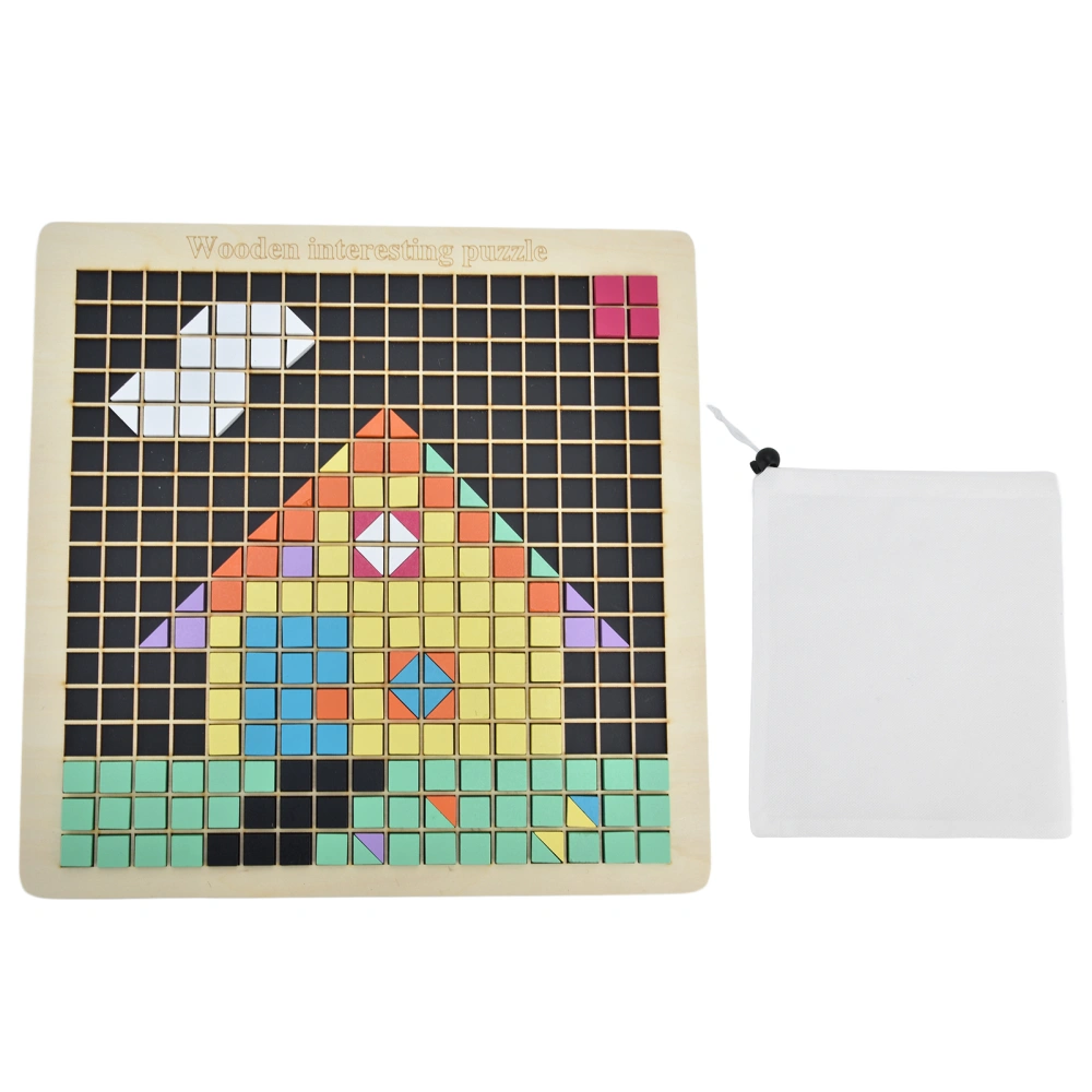 Children DIY Wooden Mosaic Puzzle Kids Early Education Pixel Board Intelligence Toys