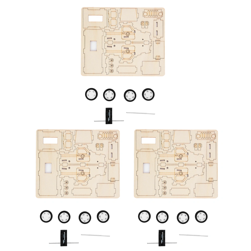 Wooden DIY Pull Back Car Educational Science Experiment Technology Toy Set for Kids