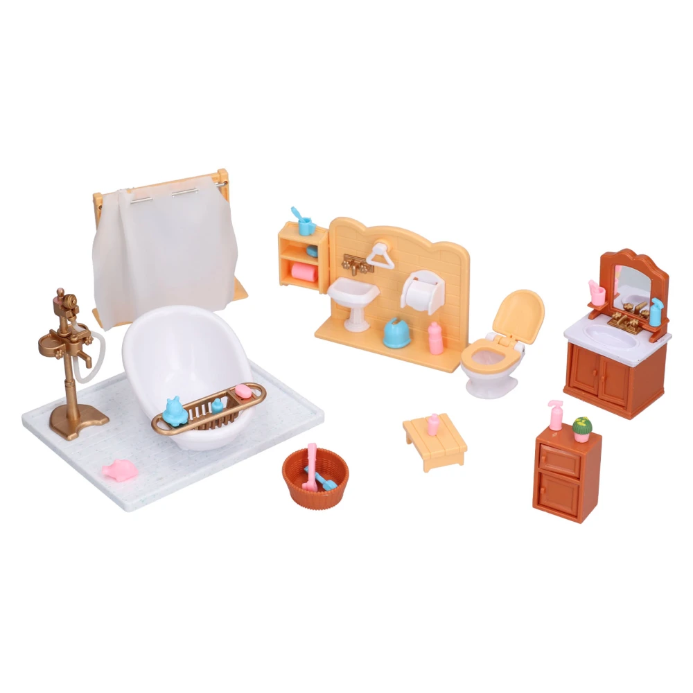 Mini House Furniture Bathroom Set Portable Bathroom Accessories for Children Christmas Birthday GiftsFull Set of 4 Series