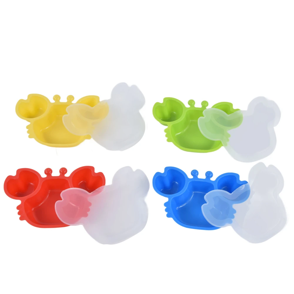 4pcs Baby Plates PP Portable Cartoon Crab Yellow Red Green Blue Kids Divided Feeding Dishes