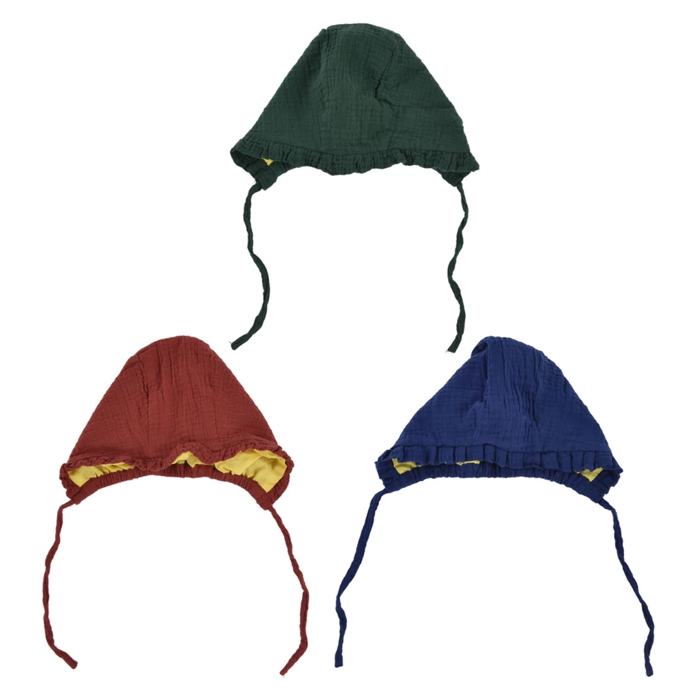 3pcs Toddler Baby Warm Hat Spring Autumn Pure Cotton Red Green Blue Boys Girls Cap