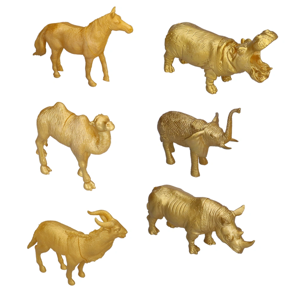 Forest Wild Animals Figure PVC Long Lasting Simulation Golden Zoo Animal Figurines for 3 Years Old+6Pcs