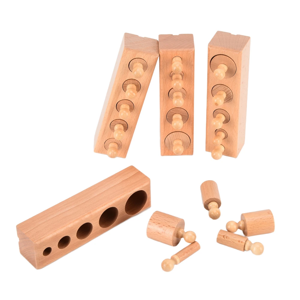 Knobbed Cylinder Socket Wooden Educational Cylinders Ladder Blocks Toy for Toddlers Early Childhood DevelopmentOhye Home Cylinder Socket