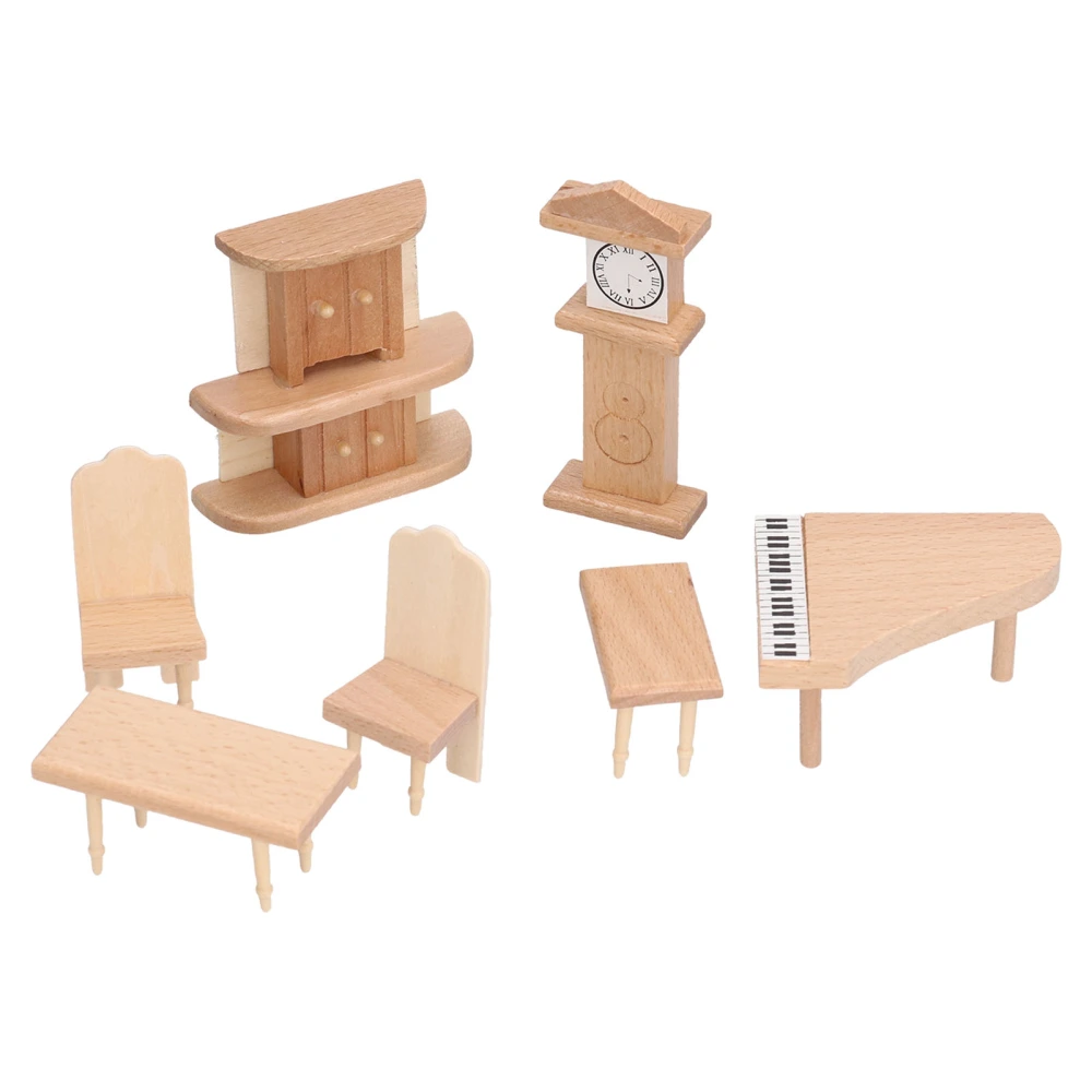 Wooden Dollhouse Furniture 1:12 Scale Miniature Furniture Living Room Set for Kids 3 Years Old and AboveLiving Room Set