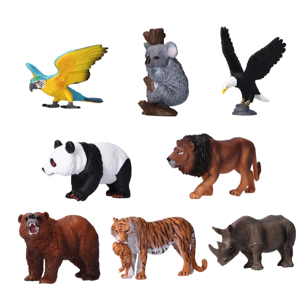 8 Pcs Wild Animals Figurines Toys Plastic Jungle Animals Toys Set with Tiger Koala Panda Macaw Eduactional Toys